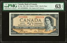 Canada Bank of Canada $50 1954 BC-34a "Devil's Face" PMG Choice Uncirculated 63 EPQ. A desirable and rare denomination to find with the Devil's Face d...