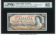 Canada Bank of Canada $100 1954 BC-43c PMG Gem Uncirculated 65 EPQ. This modified portrait variety features the signature combinations of Lawson and B...