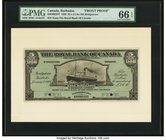 Canada Bridgetown, Barbados- Royal Bank of Canada $5 = 1 Pound-10 Pence 2.1.1920 Ch.# 630-30-02FP; 630-30-02BP Front And Back Uniface Proofs PMG Gem U...