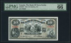 Canada Halifax, NS- Bank of Nova Scotia $10 2.1.1935 Ch.# 550-36-04 PMG Gem Uncirculated 66 EPQ. A simply beautiful and desirable provincial issue, an...