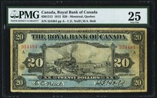 Canada Montreal, PQ- Royal Bank of Canada $20 2.1.1913 Ch.# 630-12-12 PMG Very Fine 25. A handsome, higher denomination type, with standard circulatio...
