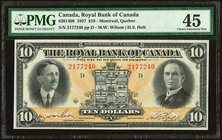 Canada Montreal, PQ- Royal Bank of Canada $10 3.1.1927 Ch.# 630-14-08 PMG Choice Extremely Fine 45. A beautiful, large format denomination that is sel...