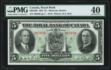 Canada Montreal, PQ- Royal Bank of Canada $5 3.7.1933 Ch.# 630-16-02 PMG Extremely Fine 40. A pleasing, larger format type issued just two years befor...
