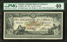 Canada Toronto, ON- Canadian Bank of Commerce $10 2.1.1917 Ch.# 751-602-06 PMG Extremely Fine 40. A beautiful art deco banknote, and desirable in this...
