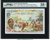 Central African Republic Banque des Etats de l'Afrique Centrale 5000 Francs 1.1.1980 Pick 11 PMG Choice About Unc 58 EPQ. Released soon after the over...