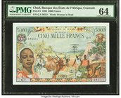 Chad Banque Des Etats De L'Afrique Centrale 5000 Francs 1.1.1980 Pick 8 PMG Choice Uncirculated 64. A simply stunning French-printed large format note...