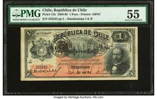 Chile Republica de Chile 1 Peso 26.9.1894 Pick 11b PMG About Uncirculated 55. A beautiful and fresh example of this scarce, 19th century type. Assured...
