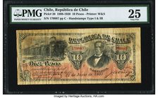 Chile Republica de Chile 10 Pesos 22.6.1903 Pick 20 PMG Very Fine 25. An attractive turn of the twentieth century Republic of Chile issue. Two handsta...