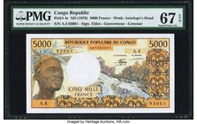 Congo Banque des Etats de l'Afrique Centrale 5000 Francs ND (1978) Pick 4c PMG Superb Gem Unc 67 EPQ. A scarce and desirable higher denomination from ...
