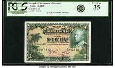 Sarawak Government of Sarawak 1 Dollar 1.1.1935 Pick 20 PCGS Very Fine 35. A nice clean example of an always popular type bearing a portrait of Charle...