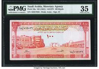 Saudi Arabia Monetary Agency 100 Riyals ND (1961) Pick 10a AH1379 PMG Choice Very Fine 35. The first signature variety is seen on this note from the f...