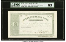 South Africa Gouvernements Noot 100 Pounds 28.5.1900 Pick 59 PMG Choice Uncirculated 63. A well preserved example of the highest denomination issued d...