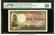South Africa South African Reserve Bank 1 Pound 1.7.1922 Pick 75 PMG Very Fine 30. An early example from the first family of notes for the newly forme...