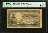 South Africa South African Reserve Bank 1 Pound 2.9.1927 Pick 80 PMG Very Fine 20. A scarce £1 bearing the Clegg signature variety. Other than Pick 81...