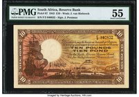 South Africa South African Reserve Bank 10 Pounds 13.4.1943 Pick 87 PMG About Uncirculated 55. An atypically About Uncirculated grade is seen on this ...