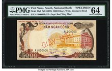 South Vietnam National Bank of Viet Nam 5000 Dong ND (1975) Pick 35s1 Specimen PMG Choice Uncirculated 64. Prepared for issue in 1975, this Pick varie...