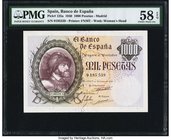 Spain Banco de Espana 1000 Pesetas 21.10.1940 Pick 125a PMG Choice About Unc 58 EPQ. An impressive, large format note from the fascist government unde...