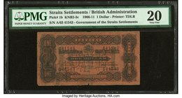 Straits Settlements Government of Straits Settlements 1 Dollar 8.6.1909 Pick 1b PMG Very Fine 20. An important and very rare date in this popular seri...