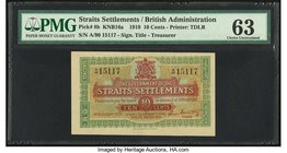 Straits Settlements Government of Straits Settlements 10 Cents 14.10.1919 Pick 8b PMG Choice Uncirculated 63. A much above average example of this sma...