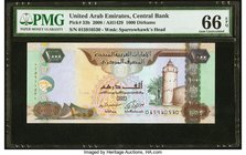 United Arab Emirates Central Bank 1000 Dirhams 2008 Pick 33b PMG Gem Uncirculated 66 EPQ. An always sought after type, and the highest denomination of...