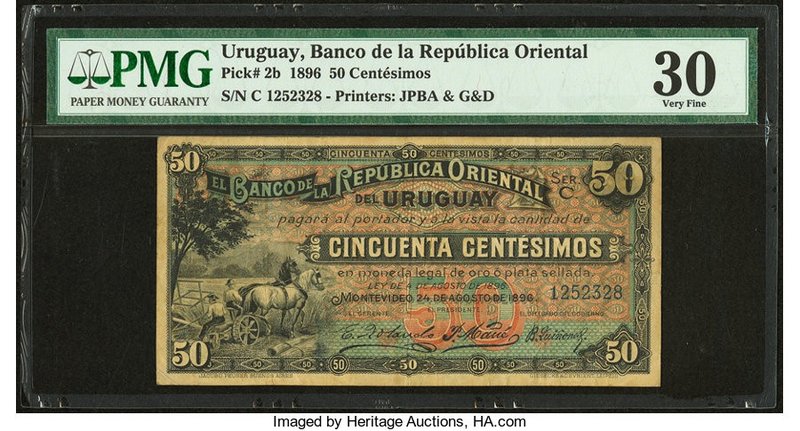 Uruguay Banco de la Republica Oriental del Uruguay 50 Centesimos 24.8.1896 Pick ...
