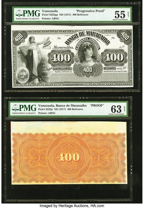 Venezuela Banco de Maracaibo 400 Bolivares ND (1917) Pick S222pp and S222p Front...