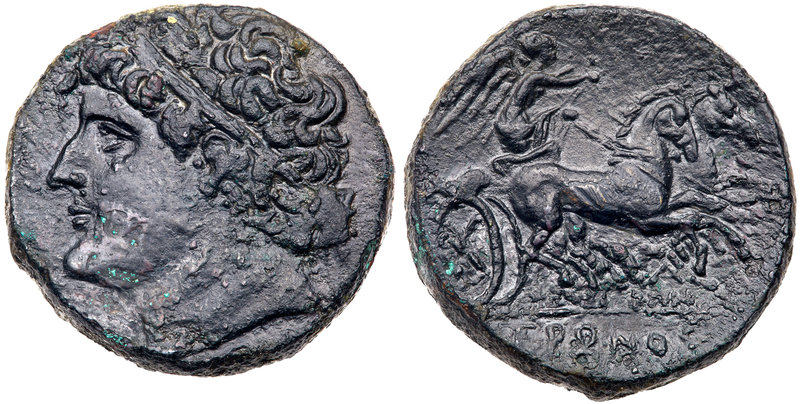 Sicily, Syracuse. Hieron II. &AElig; (35.53 g), 275-215 BC. Diademed head of Hie...