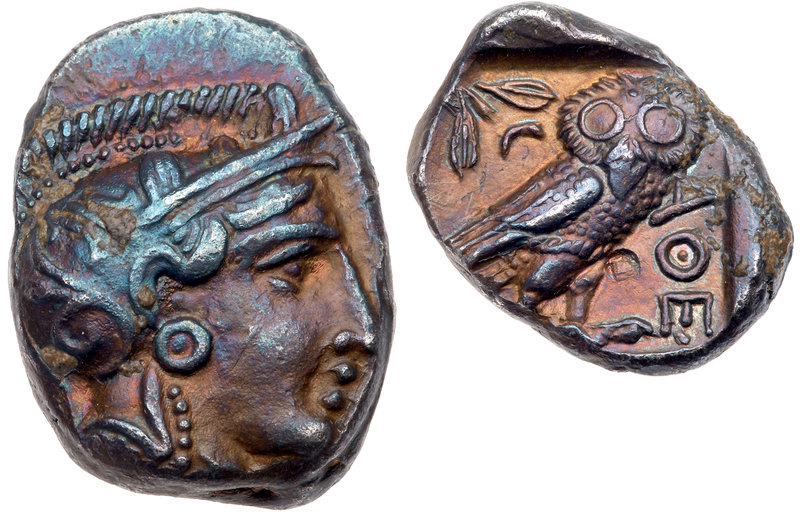 Attica, Athens. Silver Tetradrachm (17.15 g), ca. 350-294 BC. Helmeted head of A...