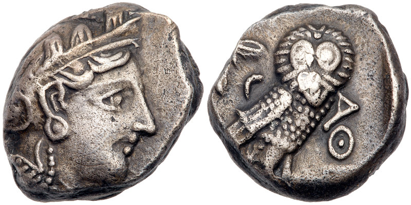 Attica, Athens. Silver Tetradrachm (16.83 g), ca. 350-294 BC. Helmeted head of A...