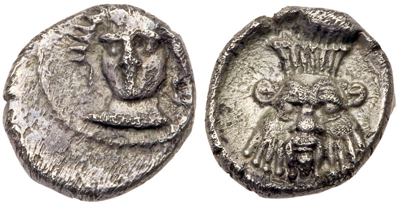 Cilicia, Uncertain mint. Silver Obol (0.84 g), 4th century BC. Female head (Aret...