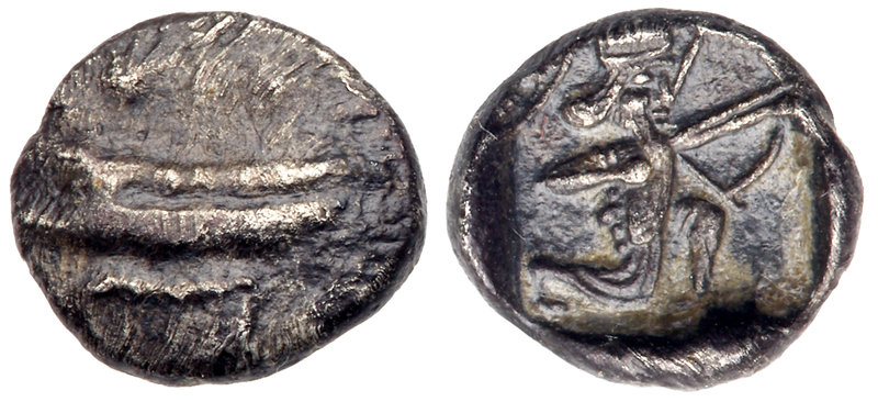 Phoenicia, Sidon. Uncertain king. Silver 1/16 Shekel (0.80 g), ca. 435-425 BC. P...