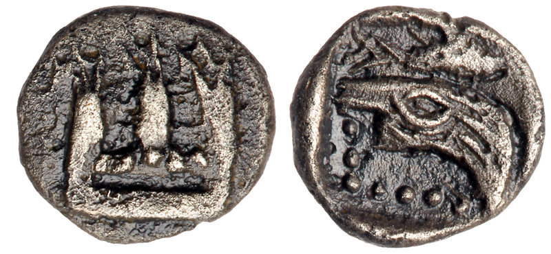 Phoenicia, Sidon. Uncertain king. Silver 1/16 Shekel (0.62 g), 5th-4th centuries...