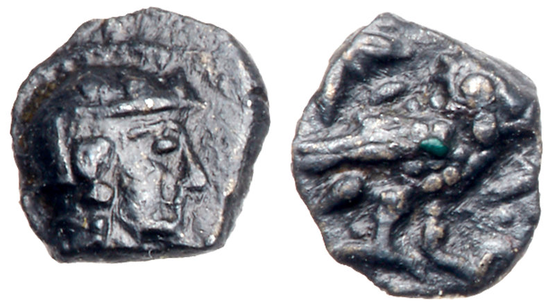Philistia, Uncertain mint. Silver Tetartemorion (0.15 g), 4th century-333 BC. Im...
