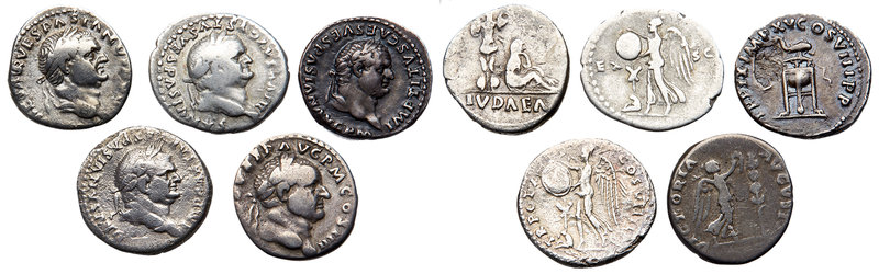 5-piece lot of Vespasian and Titus Silver Denarii. Consists of four different Ju...
