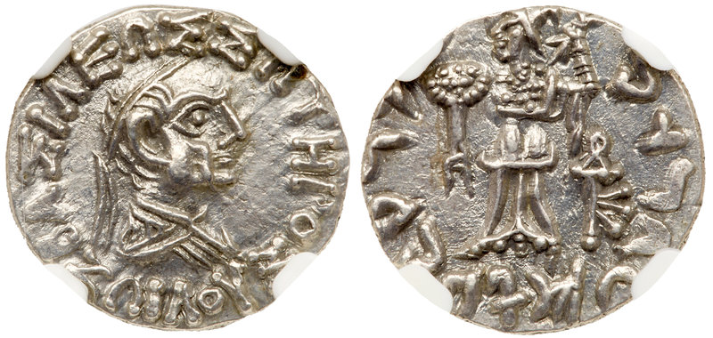 Indo-Greek Kingdom. Zoilos II. Silver Drachm (2.25 g), ca. 55-35 BC. BA&Sigma;I&...