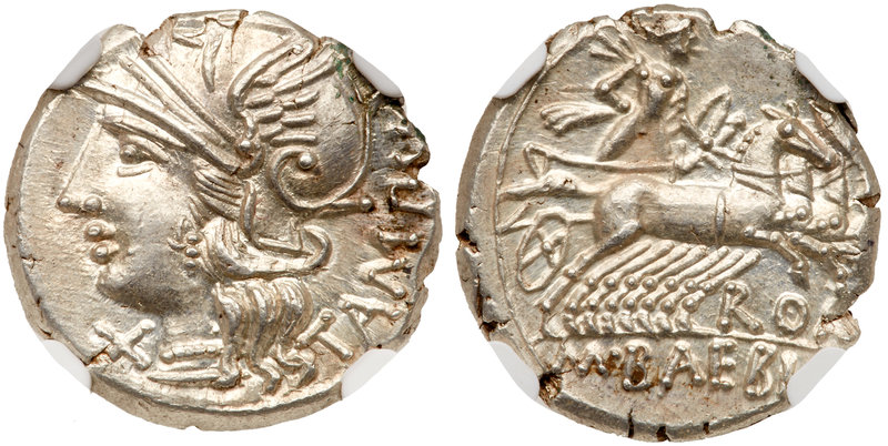 M. Baebius Q.f. Tampilus. Silver Denarius (4.00 g), 137 BC. Rome. TAMPIL behind,...