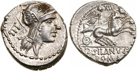 D. Silanus L.f. Silver Denarius (3.94 g), 90 BC. EF