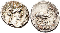 A. Plautius. Silver Denarius (3.71 g), 55 BC. VF