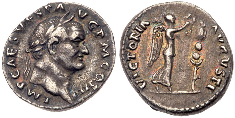 Vespasian. Silver Denarius (3.19 g), AD 69-79. Judaea Capta type. Rome, AD 72/3....