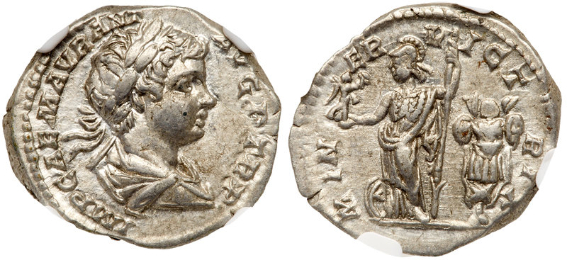 Caracalla. Silver denarius (3.35 g), AD 198-217. Rome, AD 198. IMP CAE M AVR ANT...