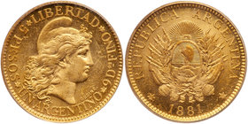 Argentina. 5 Pesos (Argentino), 1881. PCGS MS62