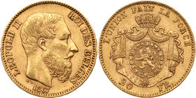 Belgium. 20 Francs, 1867. VF