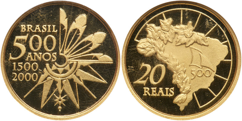 Brazil. 20 Reals, 2000. Fr-129; KM-655. Weight 0.2315. For the 500th Anniversary...