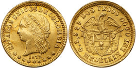 Colombia. 2 Pesos, 1872 (Medellin). AU-UNC