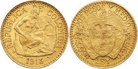 Colombia. 2 ½ Pesos, 1913. BU