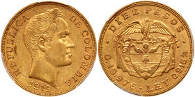 Colombia. 10 Pesos, 1919. PCGS AU53