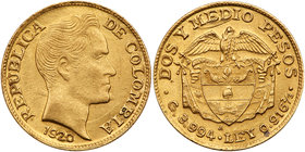 Colombia. 2 ½ Pesos, 1920/19-A. BU
