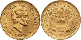 Colombia. 2 ½ Pesos, 1924 (Medellin). BU