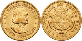 Costa Rica. 10 Colones, 1900. EF-AU