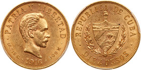 Cuba. 10 Pesos, 1916. PCGS MS61